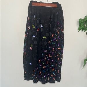 Umi Collections by Anne Crimmins Colorful Patterned Black Skirt